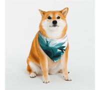 Dog Or Cat Teal Lily Scarf, Printed Pattern Pet Scarf, Pet Triangle Scarf, Multi-Size Pet Bandana, Bib, Neck Scarf.