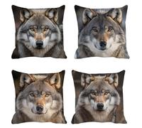 dog Outdoor Cushions 80cm x 80cm Set of 4 Velvet Cushion Covers grey Sofa Cushion Covers Waterproof Garden Cushions, Square Throw Pillow Sofa Pillows Comfortable Breathable, Interior Decor t-145