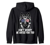 Dog Owner Puppy Lover Enthusiast He Hate Belgian Tervuren Zip Hoodie