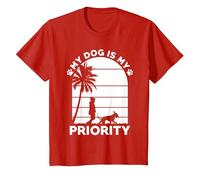 Dog Owner Saying My Dog is My Priority T-Shirt, Youth, Red, Medium