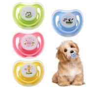 Dog Pacifier, 4-Piece Soft Silicone Teething Toys for Gum Health and Stress Relief, Pet Chew Accessories for Puppies Cats Daily Playtime Training PP, Silicone 5.8x5x3.6cm