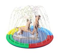 Dog Paddling Pool, 170cm Foldable Sprinkle And Splash Water Plays Mat, Portable Plays Fountain Mat Splash Pad For Children Girls Boys Pet Adults