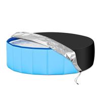 Dog Paddling Pool Cover, Foldable Portable Round Pet Pool Cover, Outdoor UV-Resistant Waterproof Dustproof Swimming Cover, Universal Bathroom Garden Patio for Dog Pet Bath (Black 160x30cm)