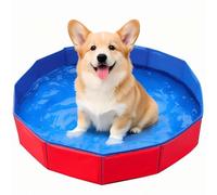 Dog Paddling Pool, Foldable Pool for Small Dogs, Rigid Plastic Paddling Pool for Pet Bathing, Compact 50 X 10 Cm Design, Durable Dog Swimming Pool, Small Paddling Pool 4ft Size, Plastic Pool for Outdo