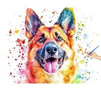 Dog Paint by Numbers for Adults Animal Painting by Numbers for Adults Beginners DIY Oil Painting Acrylic Paints Kits with 3 Brushes Without Frame, Christmas Decorations Gifts for Women 120x90cm R-52