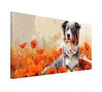 Dog Paint by Numbers for Adults Children, Painting by Numbers for Beginner, Flowers Paint by Number Kits with Large Canvas 110x50cm, DIY Oil Painting Kit for Autumn Decor Home, Gifts for Women E-25