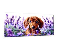 Dog Paint by Numbers for Adults, Paint by Numbers Kits On Canvas, DIY Digital Painting for Adults Beginners with Acrylic and Brushes, Lavender Oil Painting Craft for Home Wall Decor 12x24 Inch w0-207