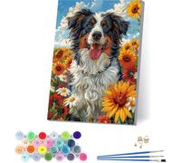 Dog Paint by Numbers for Adults, Sunflower Paint by Numbers Kits on Cavans, Easy DIY Oil Painting Kits on Canvas with Acrylic and Brushes, Hobbies for Adults Women, Home Wall Decor 32x44 in L-1815