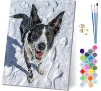 Dog Paint by Numbers for Adults With Frame, Painting by Numbers for Adults Snow Scene, DIY Acrylic Pigment Drawing Arts and Crafts, Hobbies for Women, for Home Wall Decor Gifts 40x54 inch G-7339