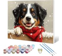 Dog Paint by Numbers Winter Painting by Numbers for Adults Beginner DIY Digital Painting Hobbies for Adults Women with 3 Brush and Acrylic Paints Kit for Home Decor, Gifts 28x20 Inch -hjw25010VB