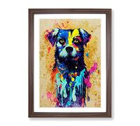 Dog Paint Splash Framed Wall Art Print A2 Walnut