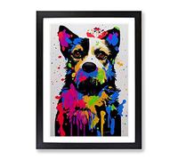 Dog Paint Splat No.2 Framed Print for Living Room Bedroom Home Office Décor, Wall Art Picture Ready to Hang, Black A4 Frame (34 x 25 cm)