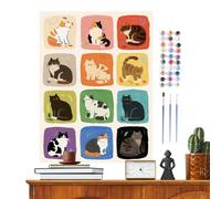 Dog Painting by Numbers Animals, Cat Painting by Numbers Set with Brushes - Art Set for Thanksgiving Student Room Birthday Home Bedroom School