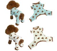 Dog Pajamas Anti-Anxiety Bear Pup Jumpsuit with Tail Hole 2Pcs Full Coverage Breathable Puppy Pjs Onesies Outfits Doggie Christmas Shirts Sleeper (Light Blue + White, XX-Large)