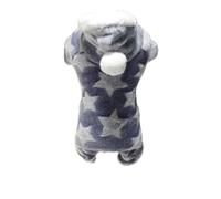 Dog Pajamas, Dog Coral Fleece Hoodie Star Pattern Warm Winter Clothes for Puppies Plush Pet Jumpsuit Cat Outfit Apparel Coat Dog Coat Winter S (Blue, L)