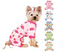 Dog Pajamas Extra Small Sized Boy Girl, Cotton Stretchable Pet Jammies Puppy Outfits for Dogs Female Male Spring Summer Doggie Pjs Doggy Clothes (Red Heart, XS)