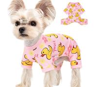 Dog Pajamas for Small Dogs Stretchy Chihuahua Clothes Summer Doggie Onesie Cute Puppy Pjs Girl Boy Pet Clothing Cat Onesie (Duck, Small)