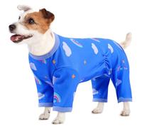 Dog Pajamas- Large,Soft Stretchable 4-Legs Printed Pjs | Soft Breathable Onesie for Post-Surgery Recovery Comfort,Anti-Lick Suit & Keep Warm Shirt,Blue