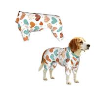 Dog Pajamas Puppy Clothes Soft Onesies Pet Apparel Lightweight Jumpsuit | Cartoon Brown Blue Love Heart Stretchy Doggie Onesies Pet Jammies Outfit, L