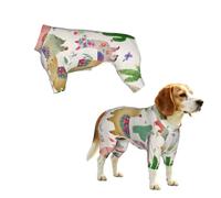 Dog Pajamas Puppy Clothes Soft Onesies Pet Apparel Lightweight Jumpsuit | Colorful Llamas And Cacti Cute Print Stretchy Doggie Onesies Pet Outfit, M