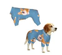 Dog Pajamas Puppy Clothes Soft Onesies Pet Apparel Lightweight Jumpsuit | Cute Corgi Dog Cartoon Style Stretchy Doggie Onesies Pet Outfit, XXL