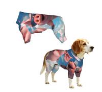Dog Pajamas Puppy Clothes Soft Onesies Pet Apparel Lightweight Jumpsuit | Cute Flying Piggy With Sunglasses To The Sky Doggie Onesies Pet Outfit, S