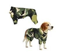 Dog Pajamas Puppy Clothes Soft Onesies Pet Apparel Lightweight Jumpsuit | Green Camouflage In Abstract Hunter Theme, Doggie Onesies Pet Outfit, XXL