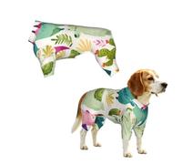 Dog Pajamas Puppy Clothes Soft Onesies Pet Apparel Lightweight Jumpsuit | Llamas Cacti Floral Pattern Stretchy Doggie Onesies Pet Outfit, XL