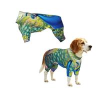 Dog Pajamas Puppy Clothes Soft Onesies Pet Apparel Lightweight Jumpsuit | Peacock Spring Garden Blooming Flower Plant Doggie Onesies Pet Outfit, M