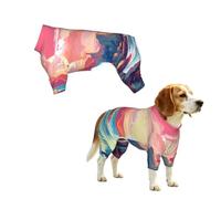 Dog Pajamas Puppy Clothes Soft Onesies Pet Apparel Lightweight Jumpsuit | Tropical Palm Trees Sunrise By The Sea Doggie Onesies Pet Outfit, L