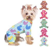 Dog Pajamas Small Sized Boy Girl, Cotton Stretchable Pet Clothes Jammies Puppy Outfits for Dogs Female Male, Spring Summer Doggie Doggy Pjs (Blue Duck, M)