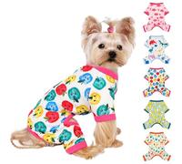 Dog Pajamas Small Sized Boy Girl, Cotton Stretchable Pet Jammies Puppy Outfits for Dogs Female Male Spring Summer Doggie Pjs Doggy Clothes (Red Apple, S)
