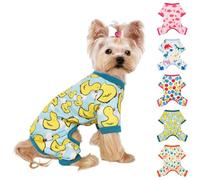 Dog Pajamas Small Sized Boy Girl, Cotton Stretchable Pet Jammies Puppy Outfits for Dogs Female Male Spring Summer Doggie Pjs Doggy Clothes (Blue Duck, S)