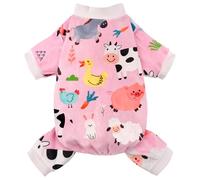 Dog Pajamas Soft Lightweight Dog Onesies Outfit Clothes for Small Medium Large Puppy Pjs for Pet Boys Girls Dogs Cats (S (Back: 10",Chest: 14", Neck: 9.5"), Farm)