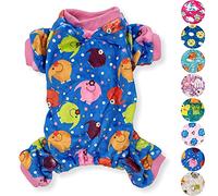 Dog Pajamas Soft Warm Fleece Jumpsuit Cute Pet Clothes for Small and Medium Pet XXS - L (Blue Elephants, L: Length - 18", Chest 22" - 26")