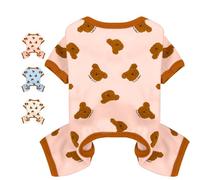 Dog Pajamas Spring Small Sized Onesie Clothes Soft Stretchy Puppy Pajamas for Small Dogs Cats Girl Pet Costume Cute Bear Printed Pjs Outifts French Bulldog Chihuahua Doggie Clothing