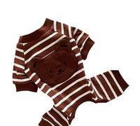 Dog Pajamas Striped Soft Warm Comfortable Fashionable 4 Legs Pet Clothes for Teddy Bichon Poodle Pomeranian Schnauzer Small Dogs Polyester (Brown)