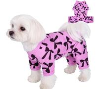 Dog Pajamas Summer Cute Print Puppy Jumpsuit Thin Dog Onesie Small Dog Clothes with Comfy & Elastic Frbic Puppy Pjs(Violet Bowknot,XX-Large)