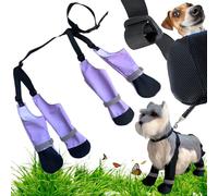 Dog Pants with Boots Feet Shoes Booties New Waterproof Dog Boots Dogs Suspender Boots Pants Anti-Slip All-Weather Adjustable Straps,Small Medium Large Dogs,Outdoor Pet Paw Protector (Purple, M/L*1)