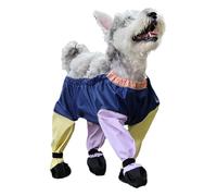 Dog Pants With Suspenders, Dog Outdoor Anti-Slip Shoes, Waterproof Pet Costume Adjustable Suspender Boots Straps For Indoor Use, Blue/Yellow, S: 168g, M: 214g, L: 255g