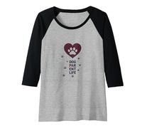 Dog Parent Life Paw Heart Pet Lover Raglan Baseball Tee, Women, Black/Athletic Heather, S