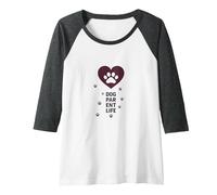 Dog Parent Life Paw Heart Pet Lover Raglan Baseball Tee, Women, Dark Heather/White, S