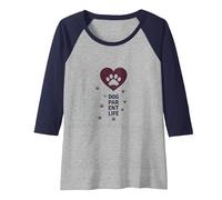 Dog Parent Life Paw Heart Pet Lover Raglan Baseball Tee, Women, Navy/Athletic Heather, S