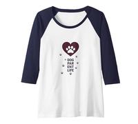 Dog Parent Life Paw Heart Pet Lover Raglan Baseball Tee, Women, Navy/White, S