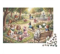 Dog Park Adventures 1000 Piece Wooden Jigsaw Puzzle,Adults & Kids 14+,Stress Relief,Whimsical Challenge,Home Wall Decor,Gift Idea,Wood,Educational Toy (75x50cm)