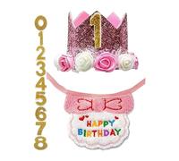 Dog Party Accessories Adjustable Bib Neckerchief Scarf Hat with Number Puppy Birthday Party Decoration for Photos of Cats, Small Animals and Other Pets in