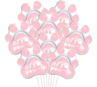 Dog Party Balloons Decorations, 4 Pcs Paw Print Balloons, Let's Pawty Printed Paw Paw Shaped Foil Balloons for Pets Dog Cat Kid's Birthday Party Supplies (Pink, 8)