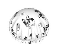 Dog Pattern Boston Terrier,Shower Cap Nightcap Double Layer Waterproof Elastic Bath Cap Reusable Hair Cap