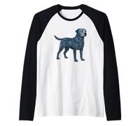 Dog Pattern Denim Patchwork Labrador Retrievier Tee Raglan Baseball Tee