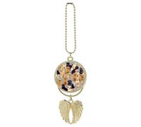Dog Pattern Rear View Mirror Car Charms with Angel Wings Design - Elegant Hanging Pendant Ornament for Women Men, Zinc Alloy Auto Interior Decor for Cars, SUV, Truck (Golden)